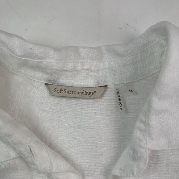 Soft Surroundings Linen Tunic Shirt Jacket M White Coastal Beach Minimalist - Picture 4 of 9